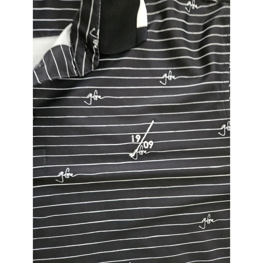 G/FORE Men's Golf Polo Shirt Black White Striped XL Polyester Short Sleeve - Picture 6 of 6